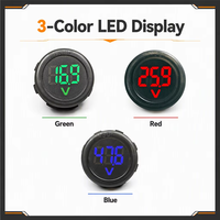 Voltmeter Digital LED Tahan Air IP65 DC4-100V Mini Bulat 30mm Panel Mount untuk Baterai 12V Akurasi 1% Penggunaan Mobil