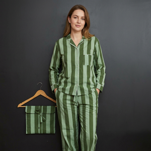 Conjunto de Bata de Algodón y Bambú con Estampado Animal para Mujer, Manga Larga, Largo Completo, Tejido Suave, Clásico, Cuello en V, Cintura Media, Cierre de Botones - Product Image 1