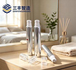 Silver Metallic Squeeze Tube with Roller Ball Applicator Cap for Hair Growth Serum - Product Image 5