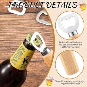 Ouvre-boîte manuel multifonctionnel en acier inoxydable avec manche en bois, gravure laser personnalisée, promotionnel, durable et écologique - Product Image 3