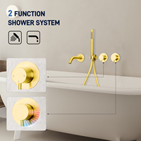 Système de douche mural TOPWAY en acier inoxydable 304 de haute qualité, robinet et douchette à main, finition or poli, design moderne, pour salle de bain d'hôtel