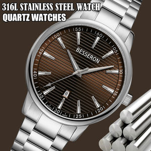 Montre-bracelet à quartz élégante et intemporelle pour homme, avec bracelet en acier inoxydable et aiguilles lumineuses, pour un usage quotidien et étanche - Product Image 4