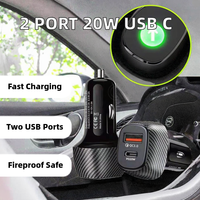 Adaptateur d'alimentation électrique USB-C 2 ports PD 18W QC3.0 avec sortie 5V/3A, ignifuge, pour téléphones mobiles et chargeurs de voiture