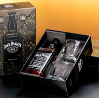 Boîte cadeau pour vin en PET de haute qualité, finition mate, impression dorée à chaud, éponge 4C pour whisky, soda, jus, artisanat, boissons, comprend un plateau