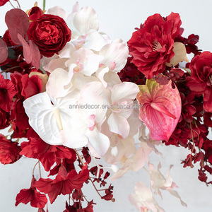 Annielu ดอกไม้ประดิษฐ์สีแดงดอกกุหลาบประดิษฐ์ดอกไม้ป่าที่มีสีสันสำหรับตกแต่งงานแต่งงาน - Product Image 2
