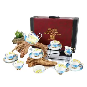 PITO Luxus europäischer Stil Nachmittagstee Party Keramik Knochen China Marmor Teekanne-Set Tee-Set mit Geschenkbox Tassen Kaffee-Set