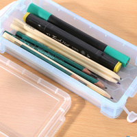 Boîtes à crayons transparentes en plastique pour enfants, boîtes de rangement en plastique pour fournitures scolaires, boîtes de rangement pour fournitures artistiques
