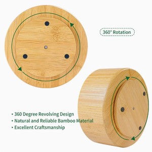 Organizador de escritorio giratorio de bambú, caja de almacenamiento redonda multiusos para suministros de oficina, lápices, marcadores - Product Image 4