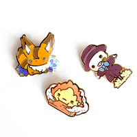 Épinglette personnalisée en métal avec impression UV, motif dessin animé mignon, plaqué or, pour revers de veste