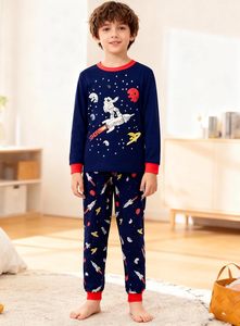 Pyjama d'automne en coton à manches longues pour garçons, imprimé astronaute de dessin animé, tailles 98 104 110 116 <span class=keywords><strong>122</strong></span> <span class=keywords><strong>128</strong></span> 134 - Product Image 2