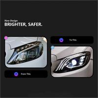 Phares avant modifiés pour Mercedes-Benz Classe C W205 2015-2022, 12V, avec feux de jour LED Maybach et clignotants dynamiques