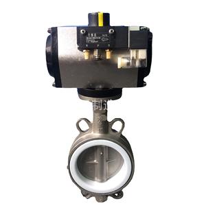 วาล์วผีเสื้อแบบหน้าแปลนลมสำหรับเหล็กหล่อ D641X-16Q; วาล์วผีเสื้อควบคุมด้วยลมแบบสแตนเลส - Product Image 1