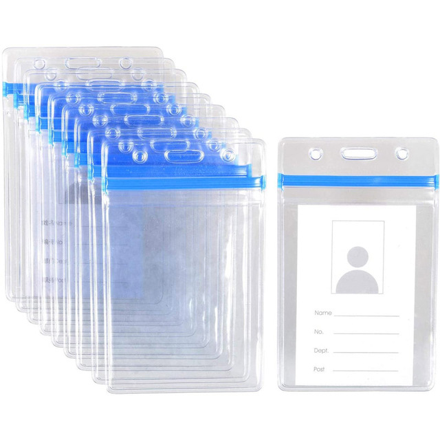 Waterproof Seal Soft ID Badge Holder Vertical Clear PVC Name Holder Tags Pouches