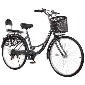 Pigeon City Bike 24 Inch Steel <b>Frame</b> With Front Basket And Rear Seat For Adult Commuting - Product Image 1