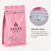 Offre Spéciale – Sachets de café 250g roses mats avec valve et fermeture éclair, pochettes à fond plat personnalisées pour l'emballage de grains de café torréfiés