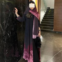 Hijab en mousseline de soie imprimé fleur dégradé élégant ensemble Abaya vêtements musulmans islamiques Robe de soirée robe Kimono Cardigan Robe pour femmes