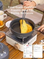 Ensemble de cuisine de camping portable, kit de casseroles, bouilloire et poêle pour la cuisine en plein air, léger, avec poignée pliable, pour le camping, la randonnée et les pique-niques