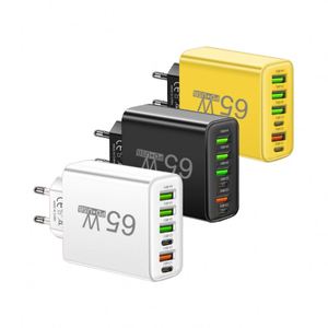 65W 3.1A 2 Type-c PD 4USB Fast Charging Quick Charger 6-port Travel Wall <b>Adapter</b> for Apple for Samsung for Xiaomi for Huawei - Product Image 1