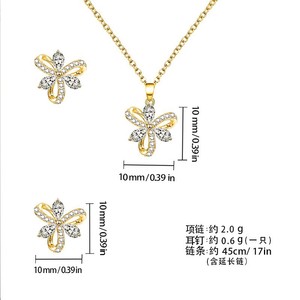 Shining Pearl <b>Flower</b> Earrings And Necklace Set Gold Plated Copper Alloy Party Jewelry Women's Luxury Fashion - Product Image 5