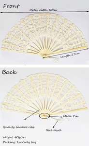 Éventails pliants élégants en soie de bambou blanc, écologiques, art populaire, cadeau de mariage avec motif floral gravé personnalisé - Product Image 3