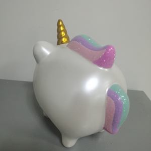 Purui — <span class=keywords><strong>tirelire</strong></span> en céramique, <span class=keywords><strong>tirelire</strong></span> avec crinière colorée, corne en spirale dorée et brillante, yeux adorables, comme cadeau pour une grande fille - Product Image 6