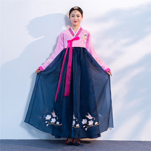 Robe Hanbok brodée Kingrino 100% polyester, tenue de scène, vêtements ethniques coréens traditionnels pour filles - Product Image 1
