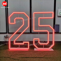 Articles de fête Lumières de numéros au néon d'anniversaire, enseigne de lettre au néon personnalisée pour les décorations de fête du 1er 18e 21e 30e anniversaire