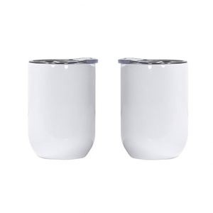 High Quality 12Oz Sublimation White Straight Stainless Steel Double Walled U Shape Egg Shape Wine Tumbler Cup Mug With Lid - Product Image 1