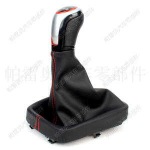 Pomo de palanca de cambios de cuero para coche, pomo de cambio de 6 velocidades para Vw Golf 5 6, diseño ergonómico, costuras rojas - Product Image 3