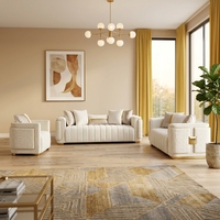 Ensemble de canapés sectionnels modernes en cuir capitonné avec design modulaire, pour appartement et hôtel, options tissu/cuir, pieds en acier inoxydable doré