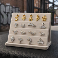 Boucles d'oreilles pendantes Freya en acier inoxydable 316L avec zircon cubique, à visser, pour piercing hélix, tragus, nez et bijoux de corps