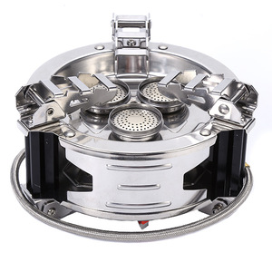 Outdoor Three Burner Stove Portable Split Type Windproof High Heat <b>Camping</b> Picnic Silver 3-5L With Ignition Device - Product Image 3