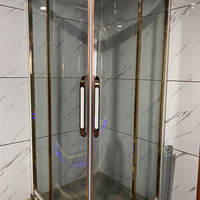 Cabine de douche rectangulaire en acier inoxydable sans cadre salle de bain boîtier de porte coulissante en verre pour la maison hôtel finition en pierre artificielle