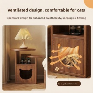 Многофункциональный прикроватный столик-лежанка для кошек: дышащий, водонепроницаемый, теплый, всесезонный, с функцией хранения и мини-дивана - Product Image 3