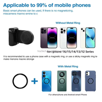 Obturateur à poignée magnétique thermique, avec lumière d'appoint et miroir Poignée de selfie à main, convient pour Apple, Huawei et Xiaom