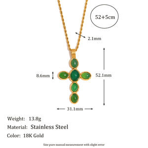 قلادة نسائية عصرية بالجملة على شكل صليب يسوع مرصع بالأحجار الكريمة، مطلية بالذهب عيار 18 قيراط من الفولاذ المقاوم للصدأ للمسيحيين - Product Image 3