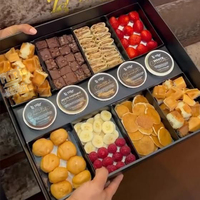 Boîte de présentation en carton kraft pour plats à emporter, brunch, petit-déjeuner, emballage alimentaire, boîtes à lunch avec couvercle