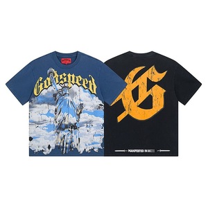 <span class=keywords><strong>T</strong></span>-Shirt Oversize a Maniche Corte con Stampa Vintage Effetto Lavato della <span class=keywords><strong>Band</strong></span> <span class=keywords><strong>Rock</strong></span> Godspeeded, Moda Estiva Casual Streetwear - Product Image 2