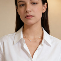 Nouveau Collier de Luxe en Acier Inoxydable Plaqué Or avec Breloques Goutte d'Eau et Cristaux, Design Coréen 2026, Étanche, pour Femme