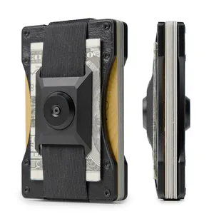 Slim Wallet Men's Minimalist Metal Card Holder Wallet RFID Blocking leather metal Wallet