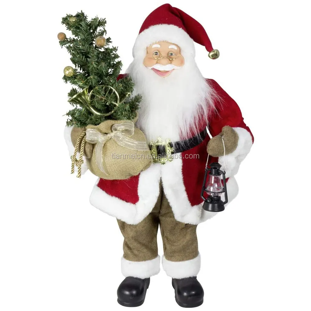 Standing Santa 60CM HOT Sale Christmas Decoration Figurine Standing Santa Claus With Tree Indoor Holiday Collection Ornament Doll Xmas Gifts