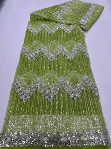 Nouveau Tissu en Dentelle à Paillettes Colorées et Brodé, Tissu en Dentelle Transparente pour Robe de Mariée <span class=keywords><strong>Femme</strong></span> - Product Image 2
