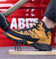 Chaussures de sécurité de randonnée en cuir microfibre T23, embout en acier anti-perforation, bottes de sécurité en caoutchouc, chaussures de travail unisexes pour la construction