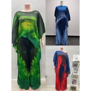 Conjunto Casual para Mujer, Top Asimétrico y Traje Plisado Estampado, <span class=keywords><strong>Ropa</strong></span> Americana al por Mayor - Product Image 4