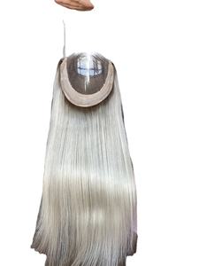 Mini Peluca de alta calidad, Topper de cabello humano ruso para mujer, cabello humano, Color Rubio, parte media, nudo Blanqueador - Product Image 2