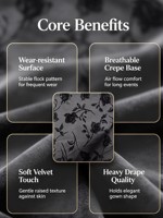 Tissu Flocage TikTok Noir à Fleurs, Toucher Doux et Chute Lourde, pour Robe de Soirée Élégante, Abaya et Vêtements Formels pour Femme