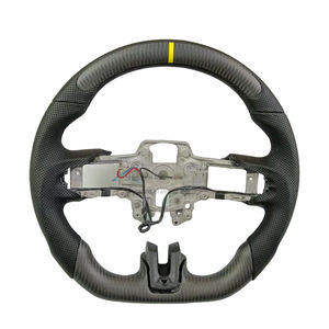 Precio bajo, venta al por mayor, rueda de cuero perforado de fibra de carbono, costura amarilla apta para volante de coche Ford Mustang - Product Image 1