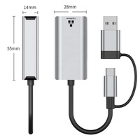 Adaptador USB Tipo C a RJ45 Gigabit Ethernet de 1000Mbps, Aleación de Aluminio, Accesorio Externo con Cable para Computadora Portátil
