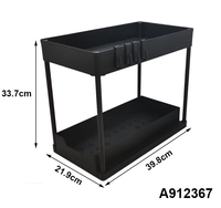 Supports de rangement pour la cuisine Organisateur de rangement à 2 couches Noir coulissant sous l'évier Support de rangement extensible Séchoir à linge