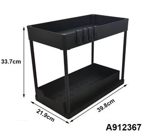 Supports de rangement pour la cuisine Organisateur de rangement <span class=keywords><strong>à</strong></span> 2 couches Noir coulissant sous l'évier Support de rangement extensible Séchoir <span class=keywords><strong>à</strong></span> <span class=keywords><strong>linge</strong></span> - Product Image 4